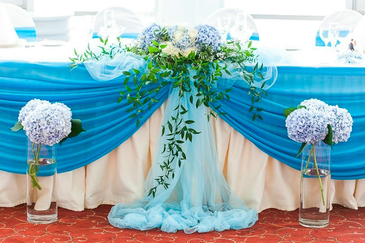 Декор свадьбы в голубом цвете