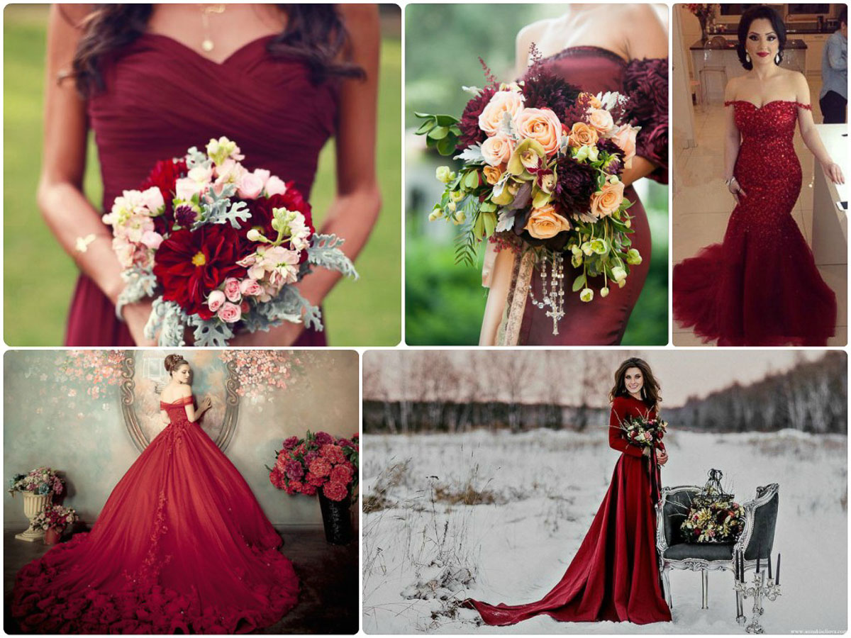 Свадьба в бордовом цвете